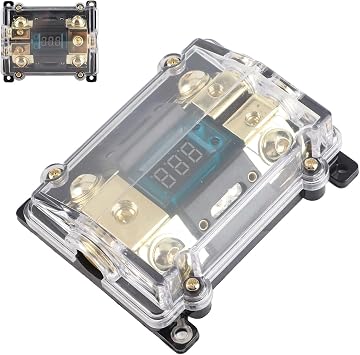 Universal Car Auto fuze Holder 100A with LED Digital Display, 1 in 2 Out Audio Amplifier Protection, Gold Plated and Design