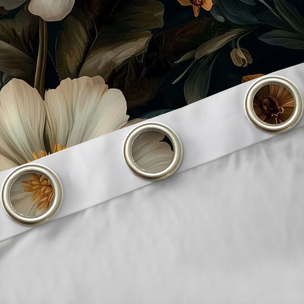 Erosebridal Floral Blackout Curtains Vintage Daisy Peony Flowers Window Curtains 2 Panel Sets 38" Wx45 L Boho Dark Floral Window Treatments Drapes for Bedroom/Living Room Chic Flowers Decor