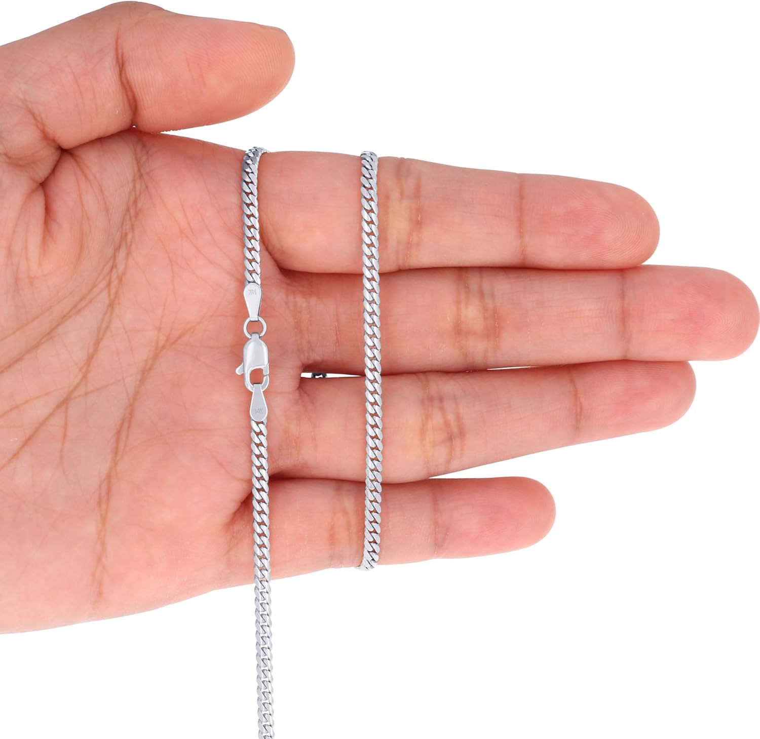 Nuragold 14K Real White Gold Solid Miami Cuban Link Chain Bracelet 7"-9" (2.7mm-7mm) Italian Jewelry for Men & Women - Image 5