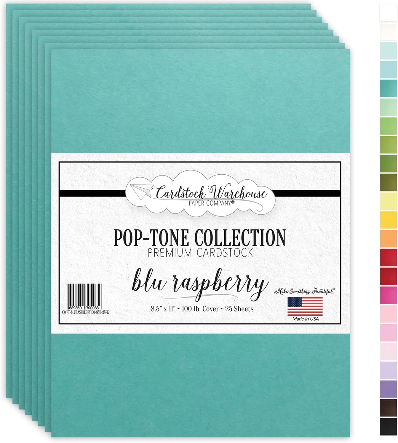 Cardstock Warehouse Pop-Tone Blu Raspberry Teal Cardstock Paper – 25 Sheets, 8.5 x 11" - 100 lb / 270 GSM Premium Teal Card Stock for Die-cutting, Crafts, Printing, Card Making and DIY Projects