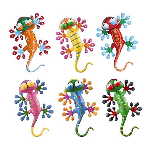 hogardeck Metal Gecko Outdoor Wall Decor, 6 Pack Lizard Wall