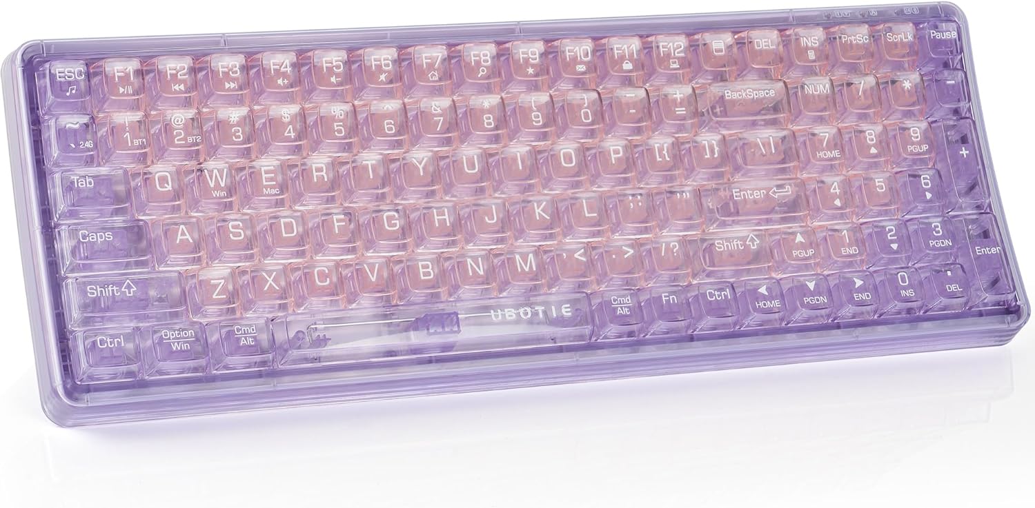 UBOTIE Bluetooth Wireless Transparent Keyboard, Dual Mode