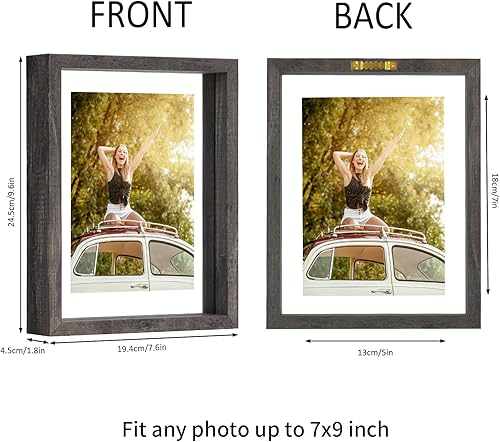 Miniatura 6 de Paquete de 2 portarretratos flotantes de 5 x 7 pulgadas, marcos de fotos de doble cristal para fotos de hasta 7 x 9 pulgadas para colgar en el