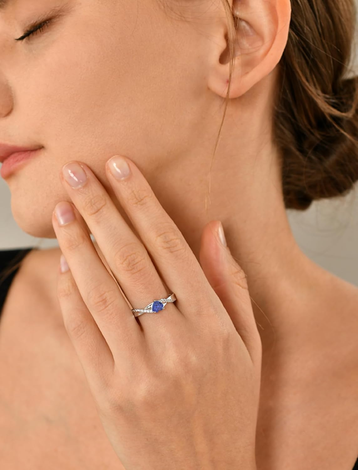 YL 925 Sterling Silver Engagement Rings 5MM Heart Cut Birthstone Infinity Ring for Women-size5