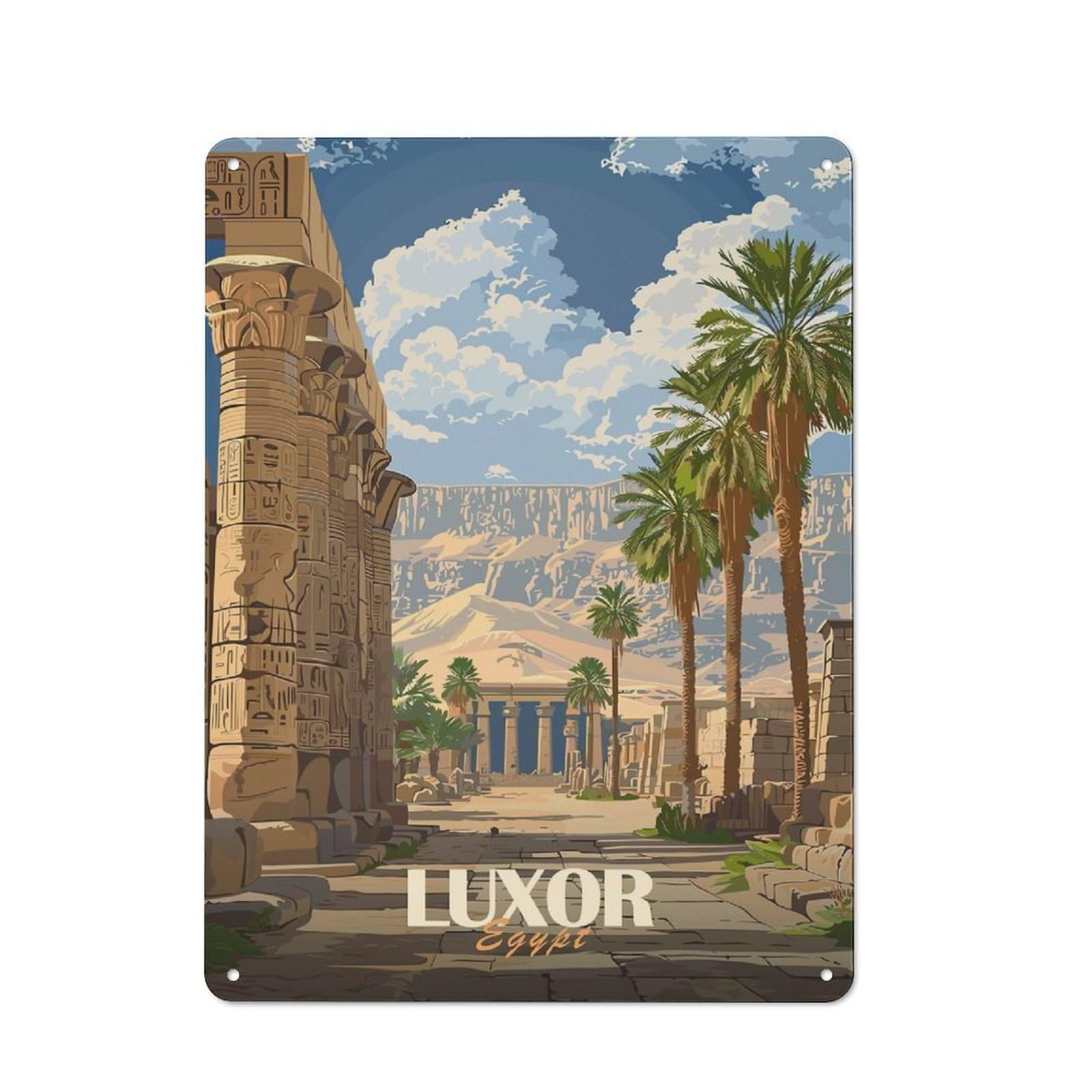 Junmoney Style-10 Luxor Egypt Travel (3) Rustic Metal Wall Sign 40X30cm For Workshop Wall, Suited To Makers And Diy Enthusiasts