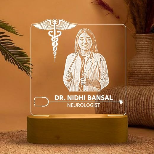 GIFTMEBAZAR Personalized Doctor Lamp with Photo Night Lamp | Warm White Light | Birthday Gift for Doctor | Thankyou Gift f
