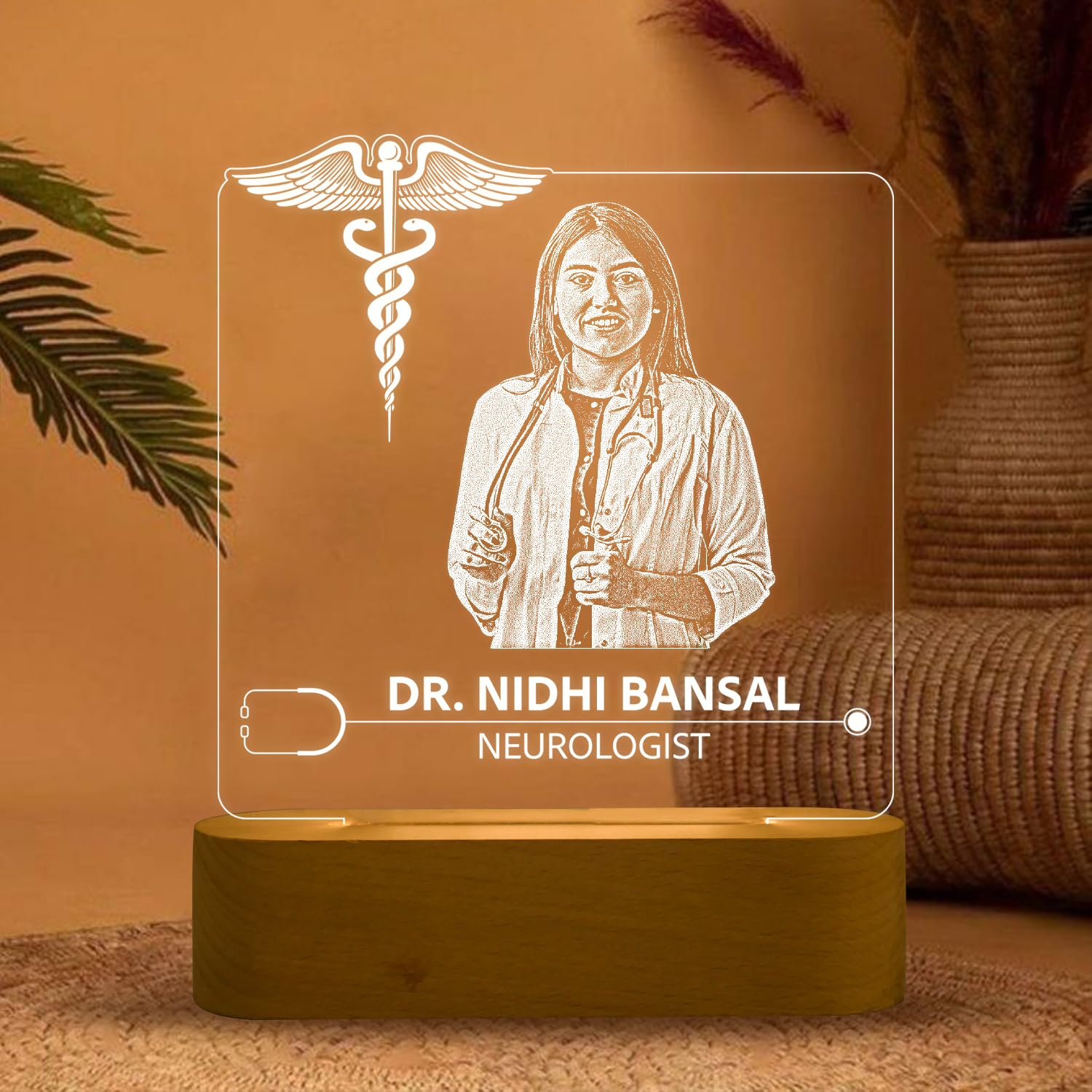 Gift Me Bazar Personalized Doctor Lamp with Photo Night Lamp | Warm White Light | Birthday Gift for Doctor | Thankyou Gift for Doctor | Medical Student Gift