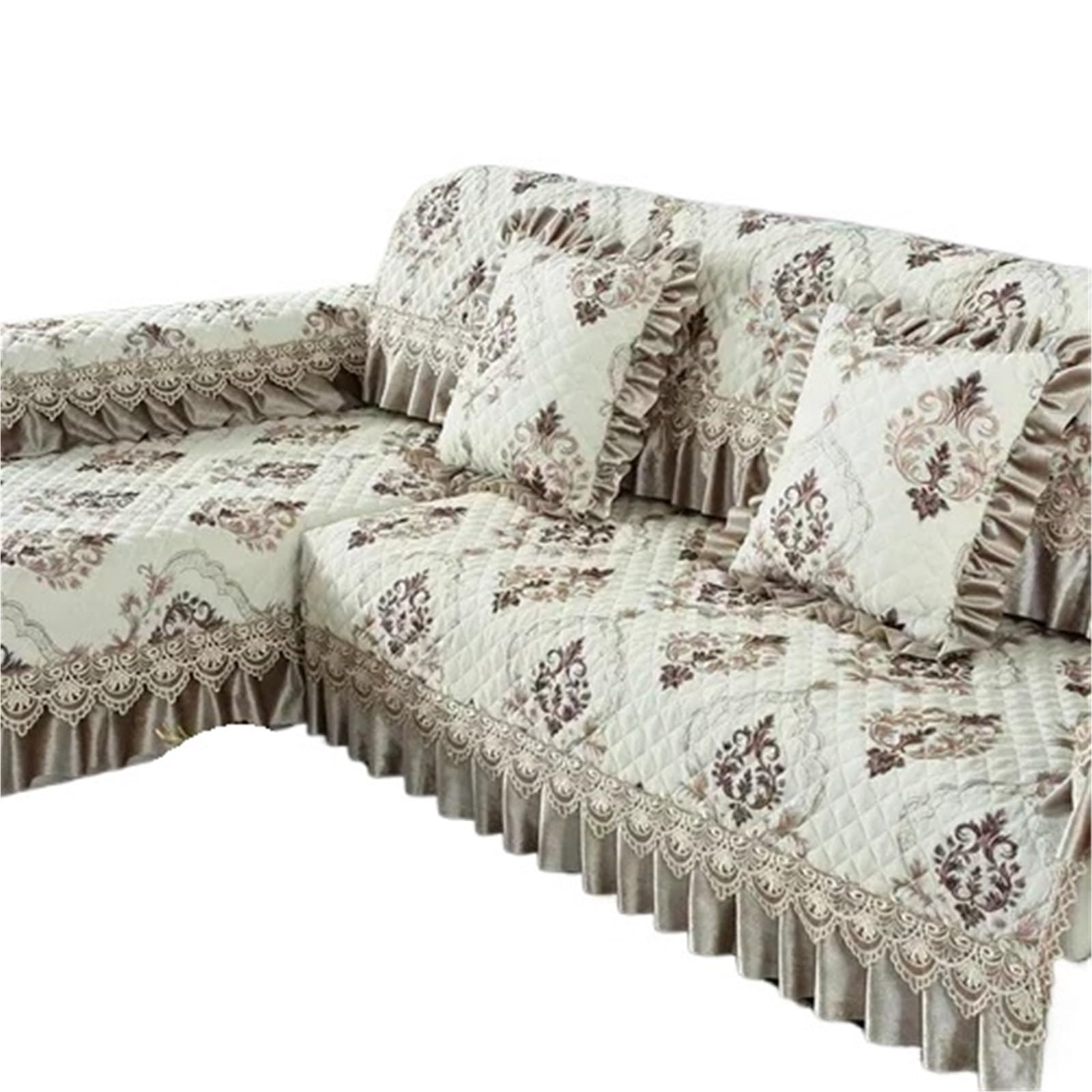 Tapis de canapé antidérapant et housse universelle luxe à dentelle