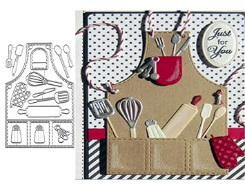 14Pcs Cute Kitchen Tool Set Metal Die Cuts,Kitchen Apron Card Cutting Dies Cut Stencils for DIY Scrapbooking Album Decorative Embossing Paper Dies Card Making
