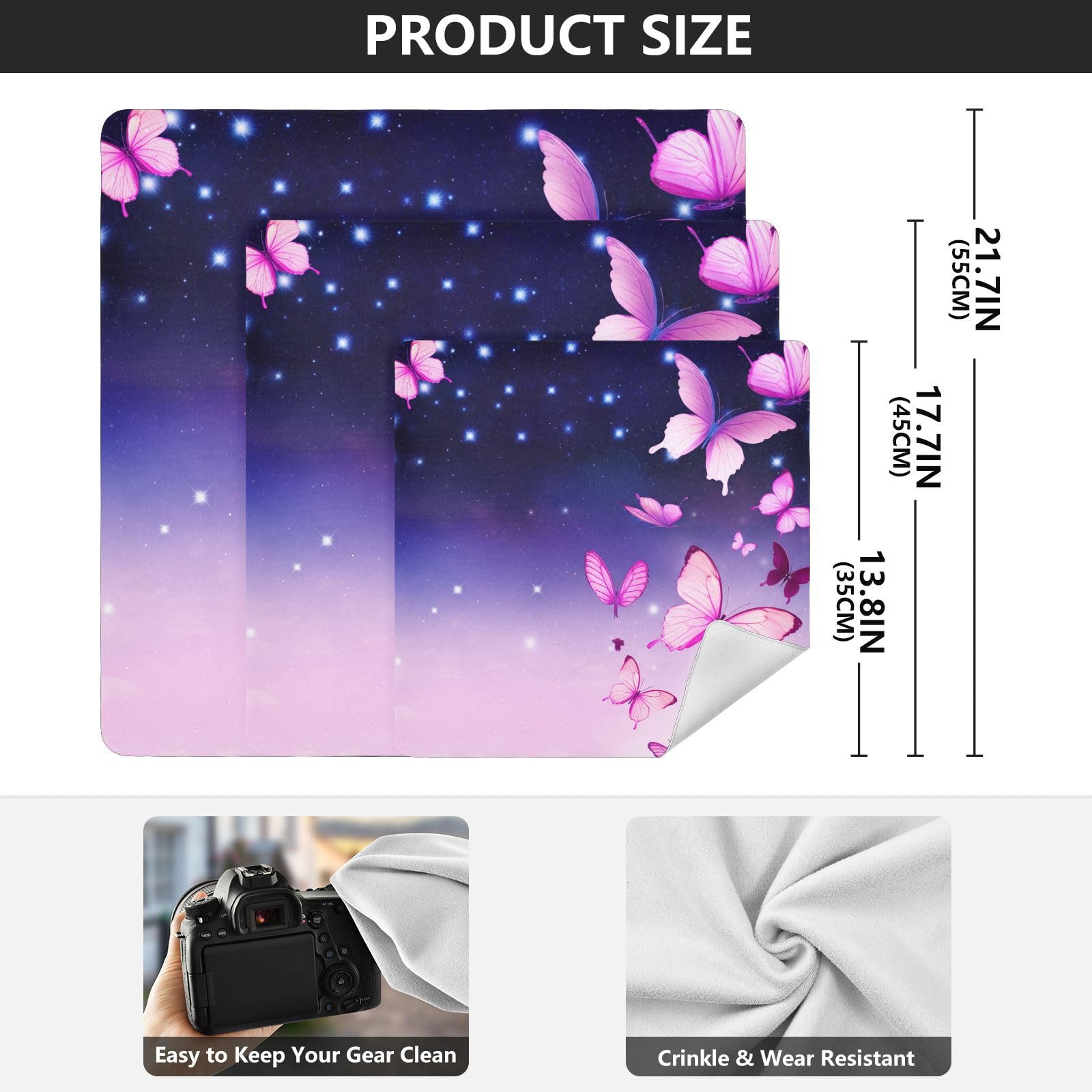 ODAWA Protective Camera Lens Wrap Butterflies Night Sky Self-Adhesive Cloths 13.8