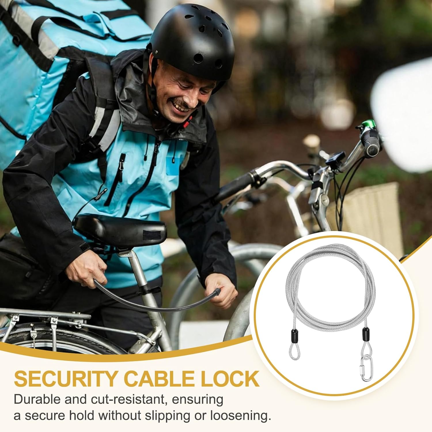 PATIKIL Security Cable Lock (1/8" Dia 6.6ft, Clear)(2 Set) Vinyl Coated 304 Stainless Steel Double Loop Flexible Wire Rope Safety Cable with Quick Links Locking Connectors