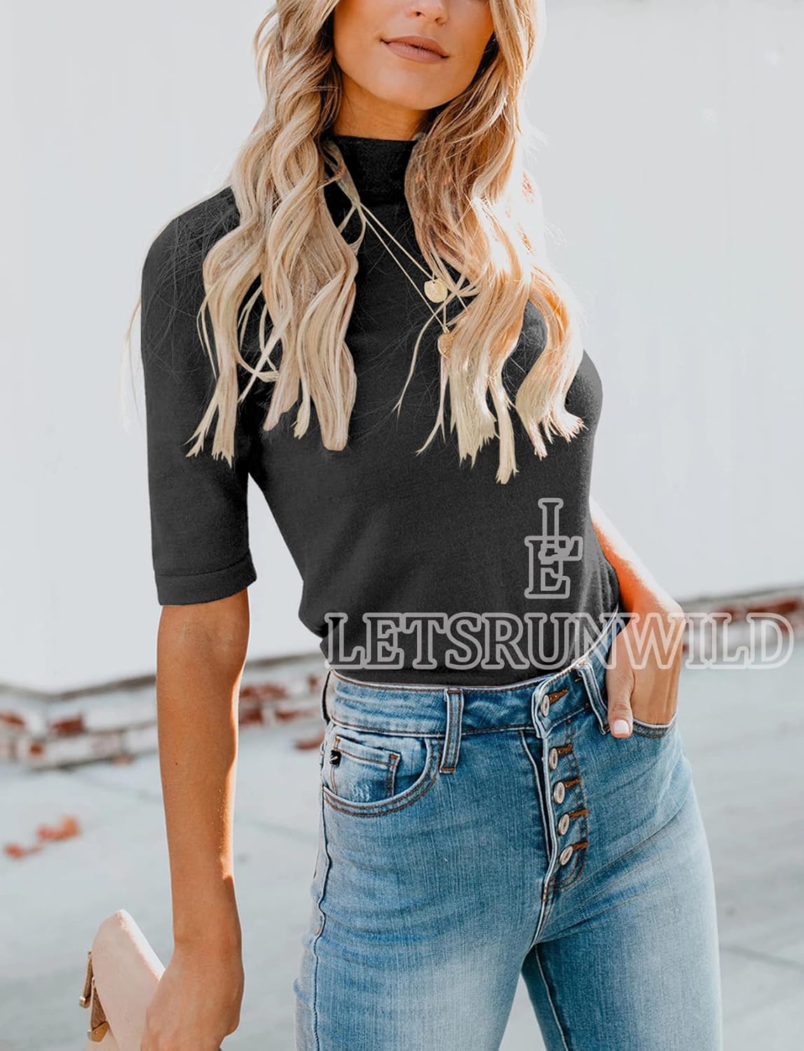 LETSRUNWILD Business Casual Tops for Women Dressy Cute Tops Mock Turtleneck Tshirts Shirts - Image 4