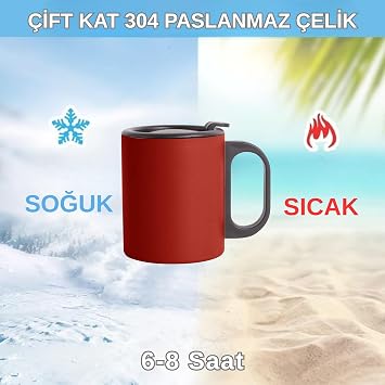 Paslanmaz Çelik Mug, Paslanmaz Çelik Termos Bardak-300 ml