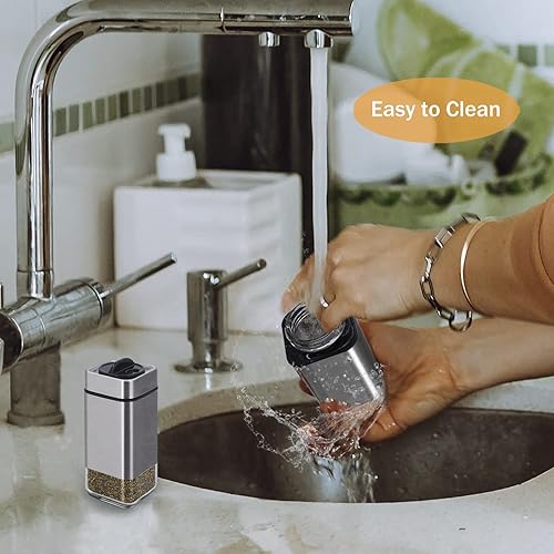 Miniatura 4 de Aelga - Salero y pimentero con orificios ajustables para verter, juego de salero y pimienta, perfecto para pimienta negra, Kosher y sal marina