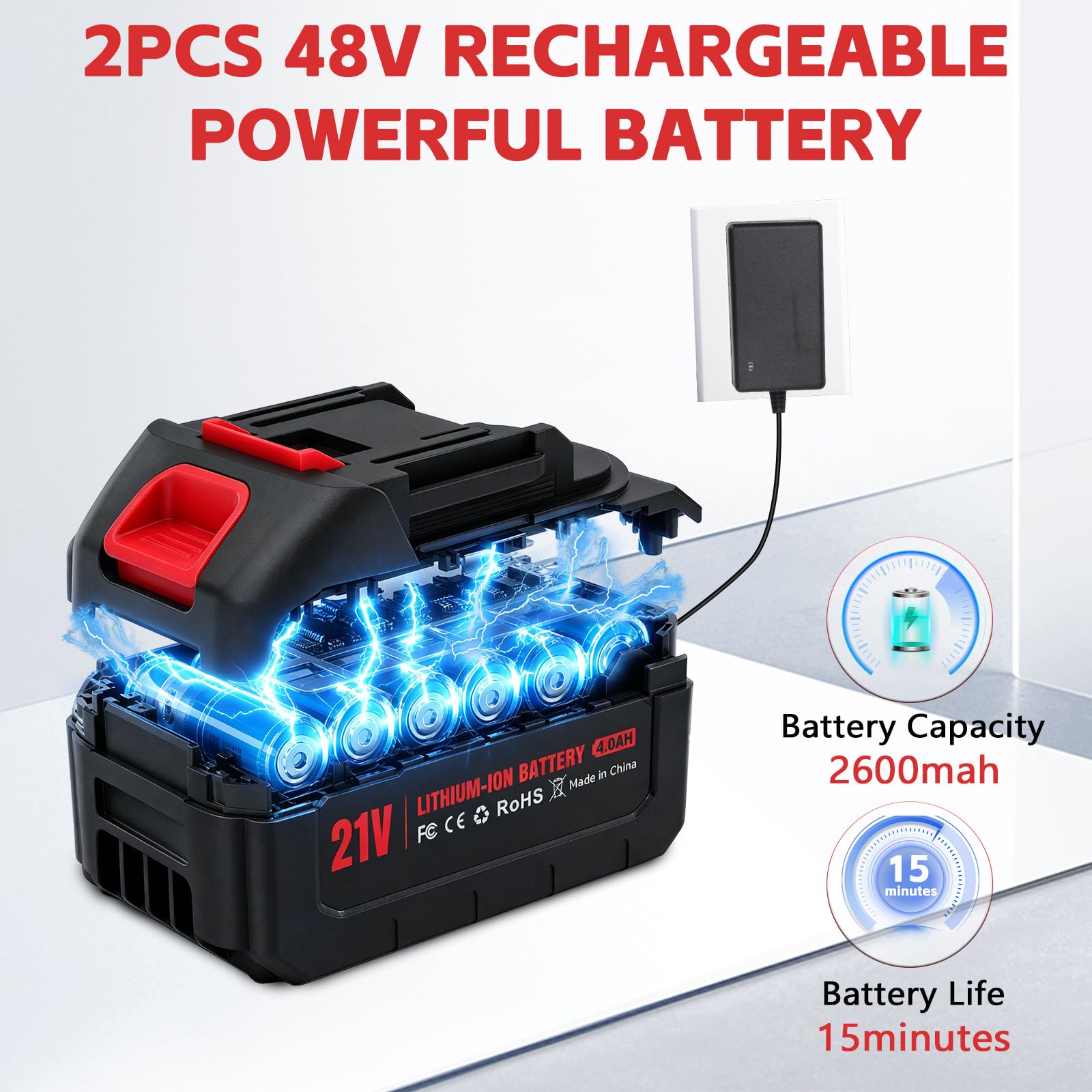 Limpiador a Presión con 2 Baterías 2600 mAh, 30 Bar, 150W | Pistola de Limpieza Portátil, Manguera 5 m, Boquilla 6 en 1 y 180°, Jarra de Espuma, Filtro, Maletín, UE