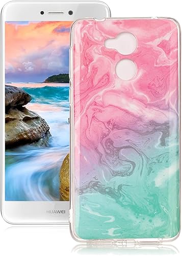 Cover Huawei Enjoy 6S Honor 6C Nova Smart Marmo  Yunbaozi Design Marmo Custodia Morbido Gomma Silicone Soft Marble Case Struttura Pietra Naturale Custodia Flessibile Liscio Rosa verde