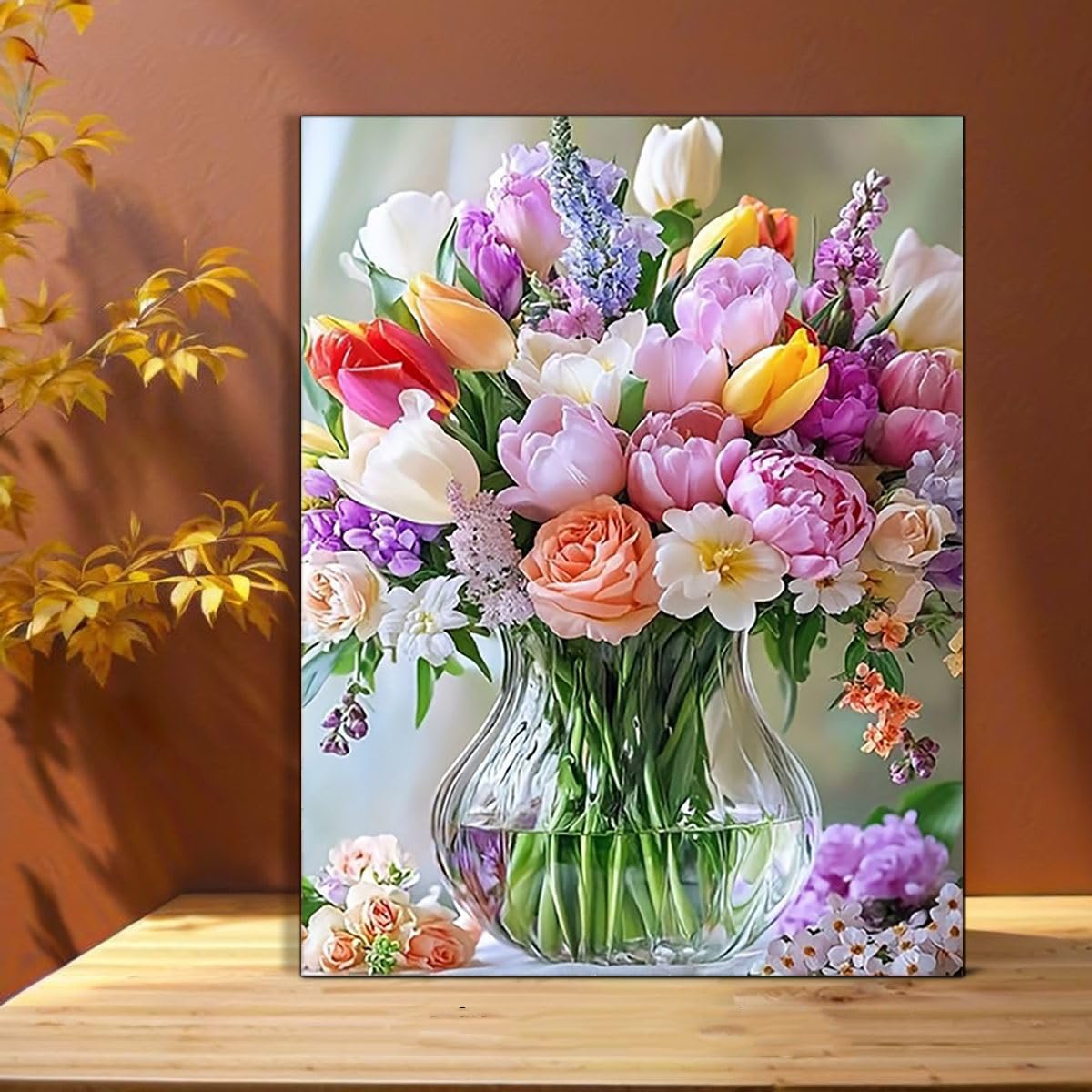 awitufhgp 1pc Canvas Painting, Colorful Vase Floral Arrangement, Minimalist Boho Modern Paintings, Elegant Home Decor Living Room(50x70cm/20x28in(WxH)/No frame)