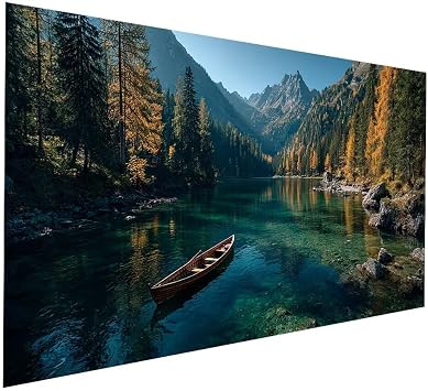 Boat Diamond Art Kits for AdultsLake Diamond Painting 40x80In, Dimond Color by Numbers for Adults, 5D DIY Rhinestones Cross stitch Embroidery Kit for House Wall Art Room Decor Gifts for Women JXL-9529