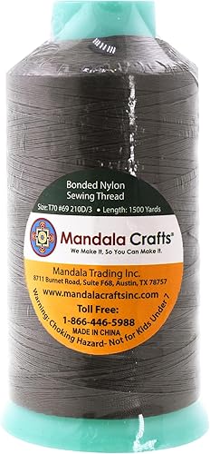 Miniatura 858 de Mandala Crafts Hilos de coser resistentes de nailon consolidado, hilo para tejer jeans de cuero, hilos de tapicería marina al aire libre, Beige