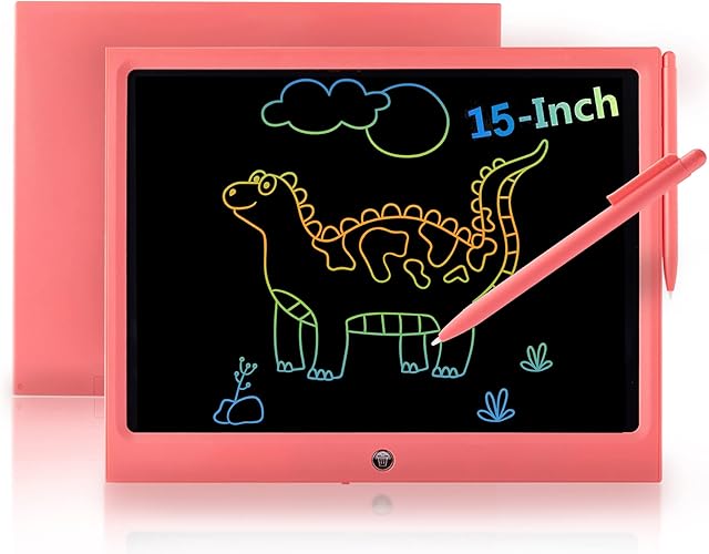 LCD Writing Tablet, 15 Inch LCD Coloring Drawing Tablet Doodle Board for Kids Learning Toys, Erasable Electronic eWriter Handwriting Sketch Pad, Christmas Birthday gifts for 3 Age+ (pink)