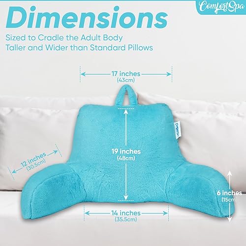 Miniatura 5 de ComfortSpa Almohadas de lectura para sentarse en la cama para adultos, almohada de espalda para sentarse en la cama, brazos, bolsillos y funda