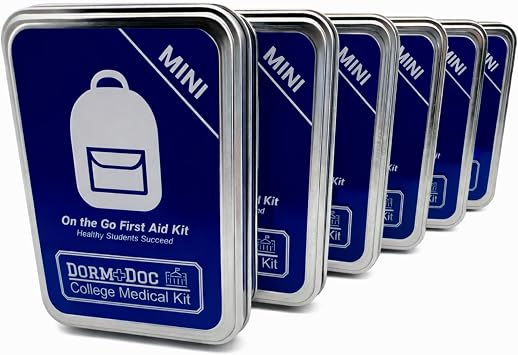 Mini First Aid Kit Case Box - Compact Emergency Medical Kit for Students - OTC Aid Kit, Cream for Skin, Lip Balm, Patches/Bandages - Portable First Aid Supplies - 25 PCS - Pack of 6