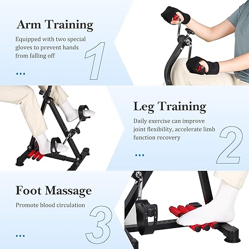 Miniatura 3 de Ejercitador de pedales, equipo de terapia de carrera de bicicleta para adultos, rehabilitación para personas mayores, ejercicio de mano, brazo,