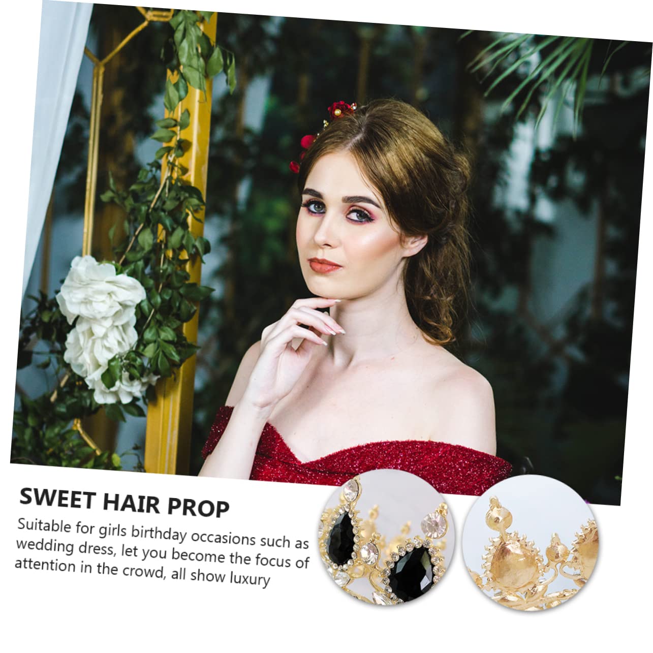 1 PC Charming Crystal Crown Rhinestone Headpiece for Weddings Elegant Hair Decoration Graceful Head Wear for Brides and Formal Events Black