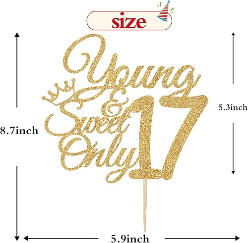 Miniatura 7 de Decoración para tartas Young and Sweet Only 17, Dancing Queen 17, decoración de pastel de cumpleaños de 17 años, suministros de decoración de fiesta