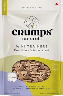 Crumps' Naturals Freeze-Dried Beef Liver Mini Trainers for Dogs - 100% Natural Beef Liver, All Life Stages, 1.8 oz