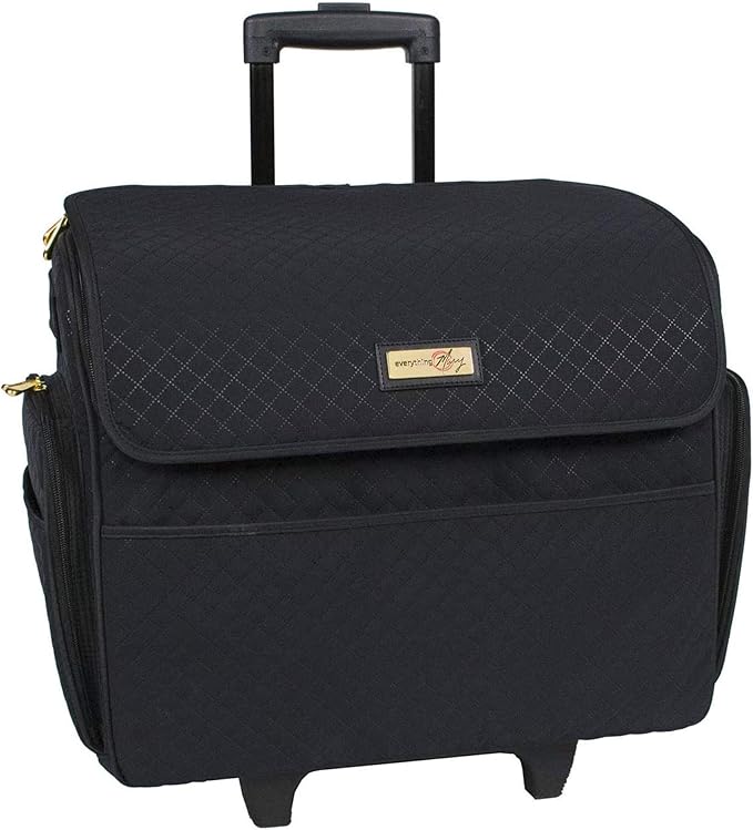 Everything Mary Black Stamped Rolling Sewing Machine Tote Sewing