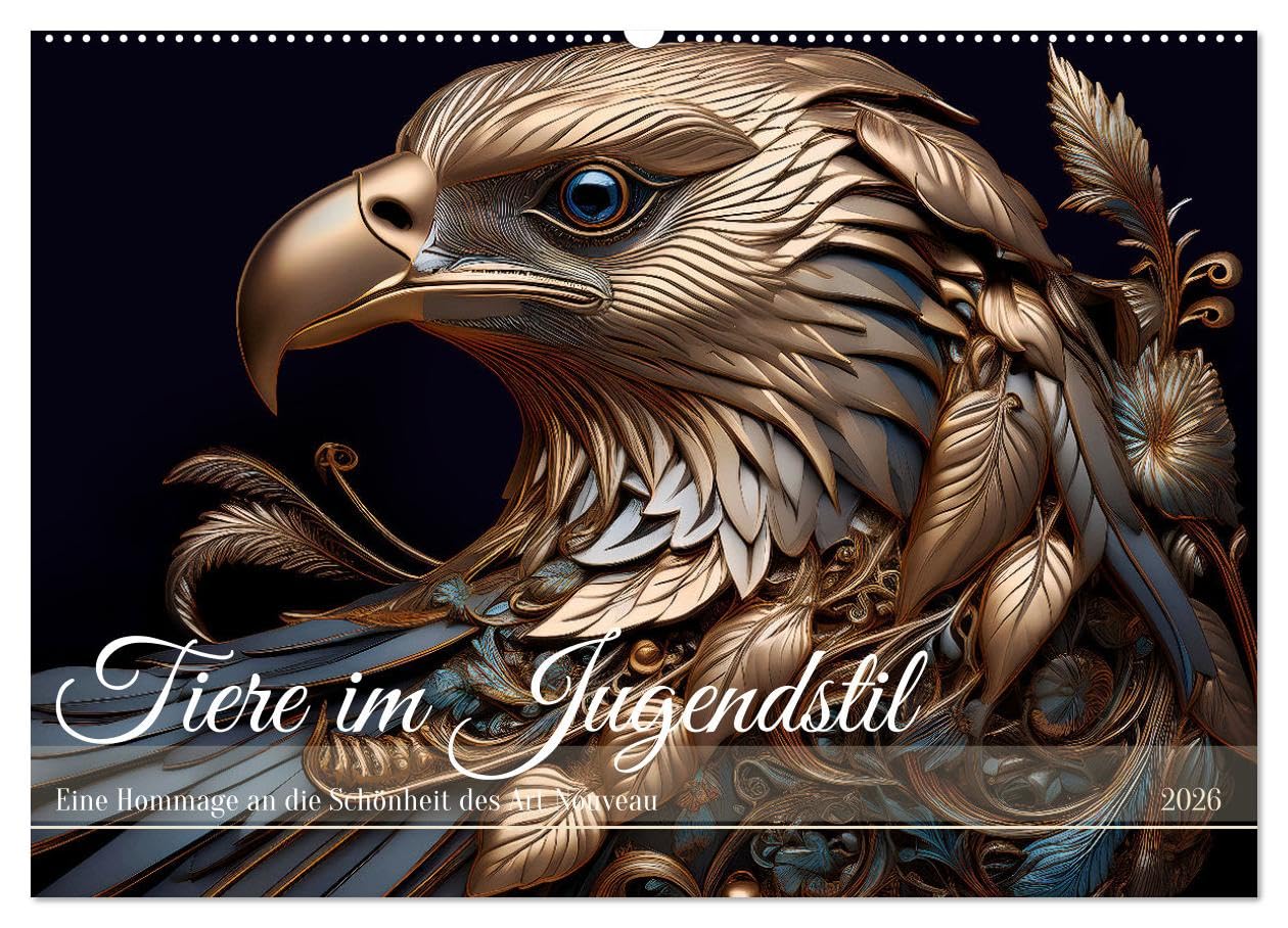 Tiere im Jugendstil - Eine Hommage an die Schönheit des Art Nouveau (Wandkalender 2026 DIN A2 quer), CALVENDO Monatskalender: Wertschätzung für die ... der Ästhetik des Jugendstils (CALVENDO Tiere)