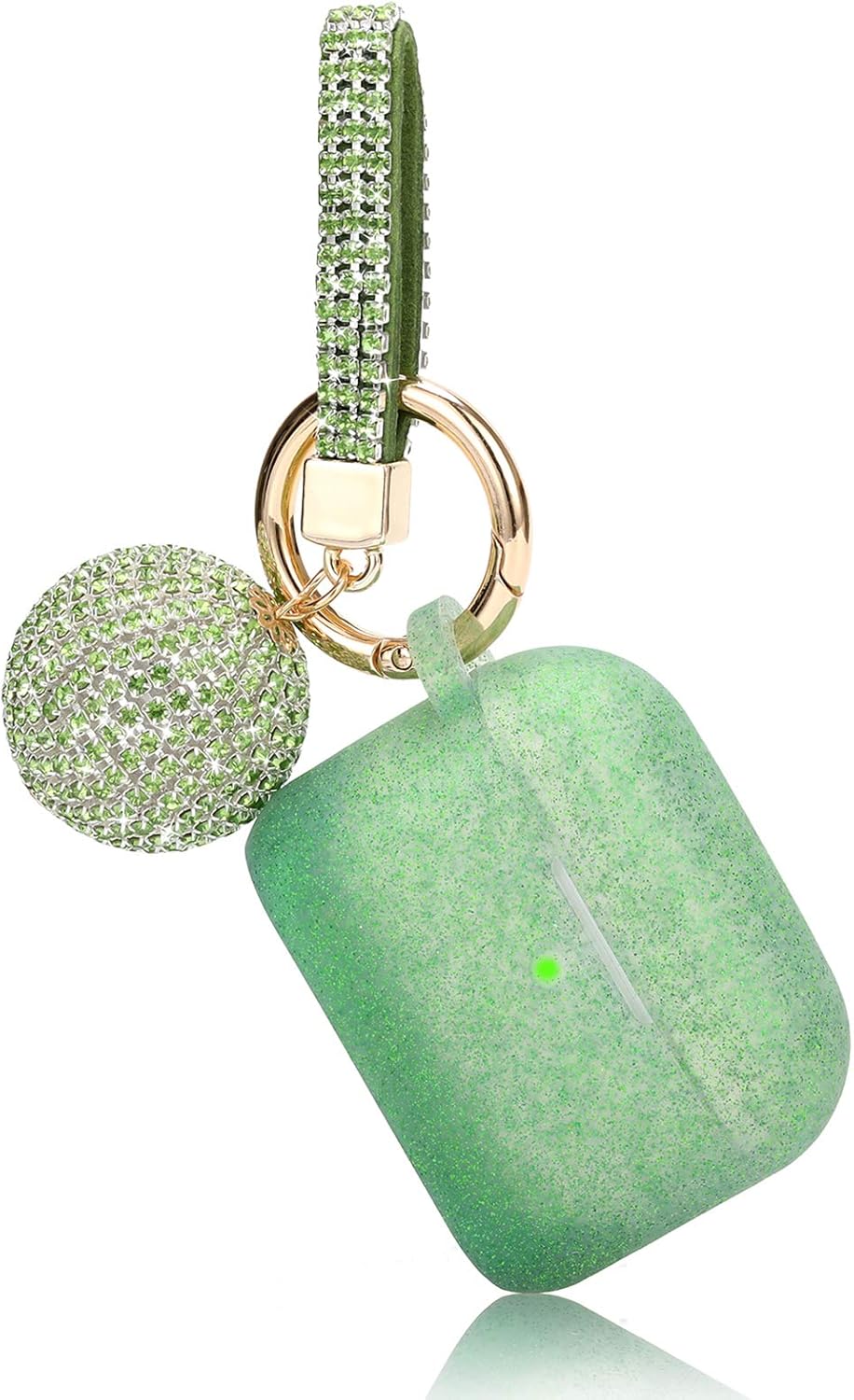 Filoto Airpods Pro Case Cover, Cute Bling AirPod Pro 3 Soft Silicone Protective Skin Case Accessories Keychain Ring/Disco Ball Best Gift Women Girls for Apple Air Pods Pro Charging Case, Glitter Green