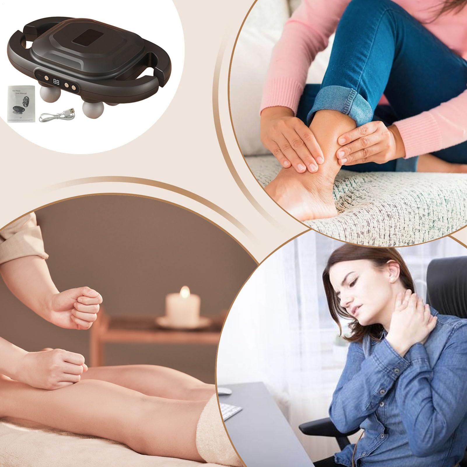 Körpermassagegeräte Für Muskeln 6-Köpfiges Massagegerät Mit Verstellbaren