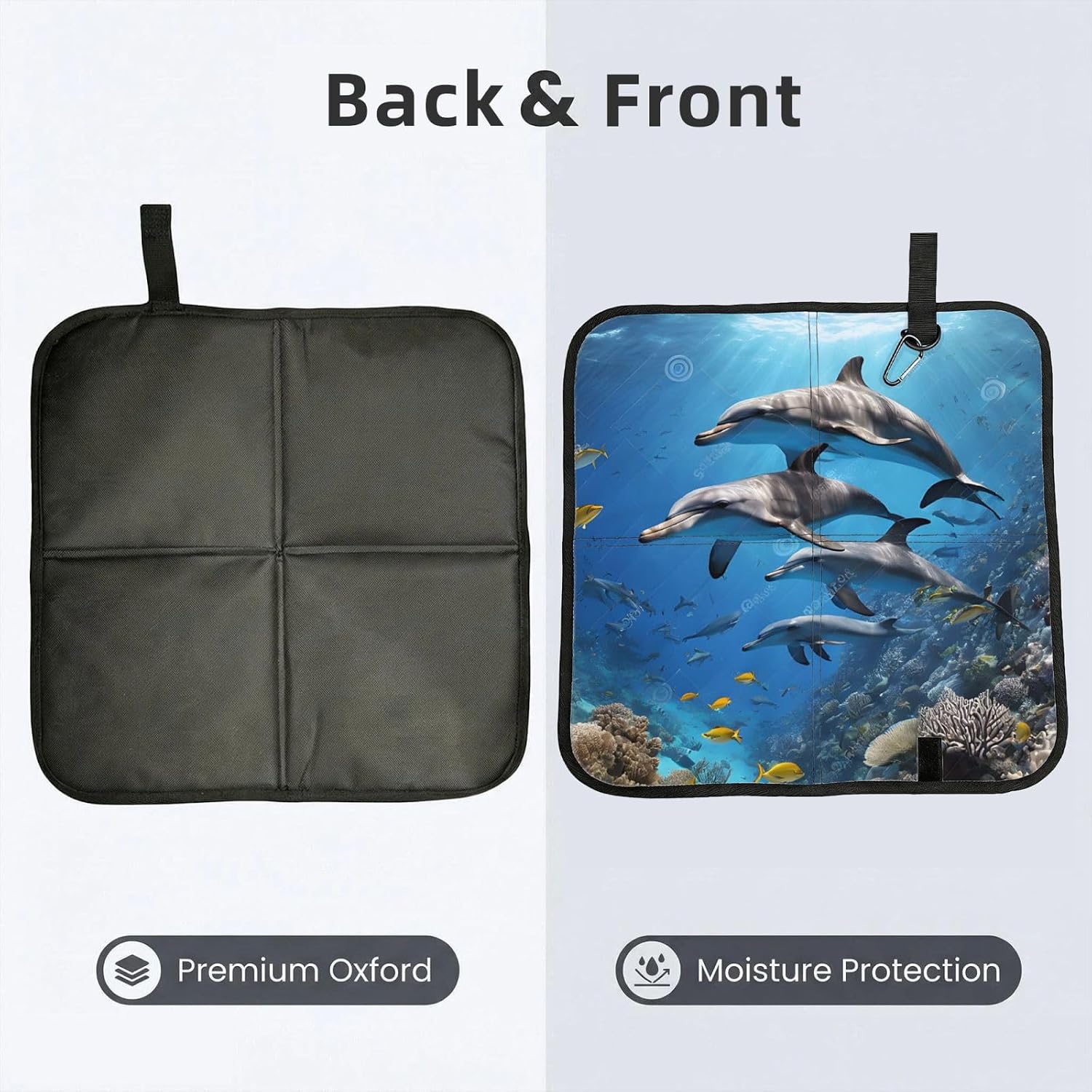 (Killer Whale Print) Sitting Pad Foldable Seat Cushion Lightweight Camping Seat Mat with Hook for Outdoor Hiking Picnic Camping