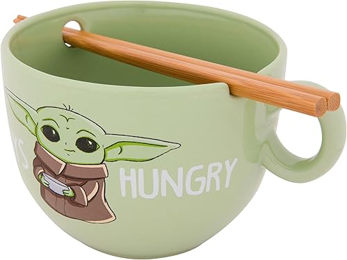 Miniatura 2 de ICUP Star Wars Mandalorian The Child Always Hungry - Taza de ramen con palillos