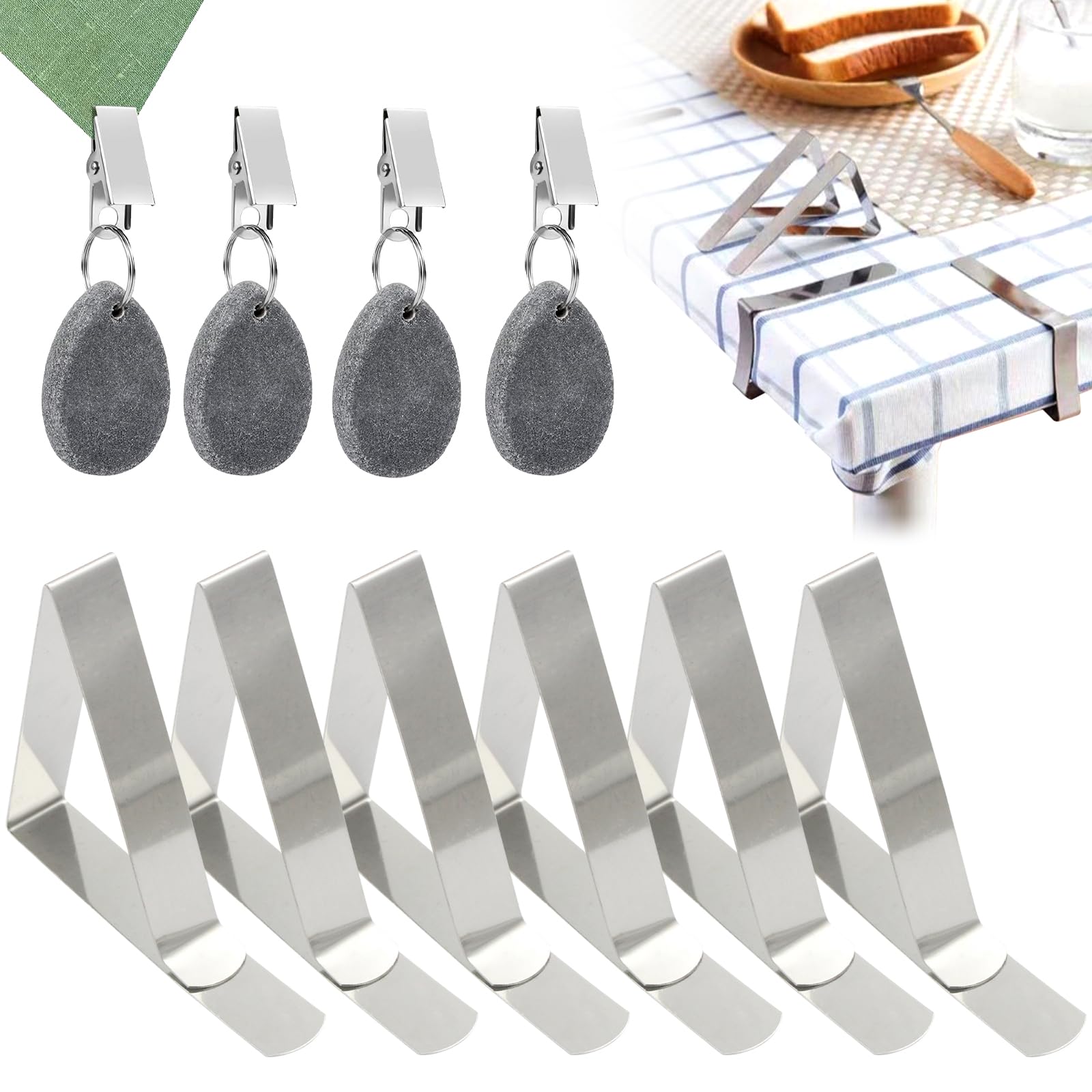 10 Pesi Per Tovaglia Da Esterno - Clip In Metallo Con Marmo, Per Picnic E Feste - Foto 4