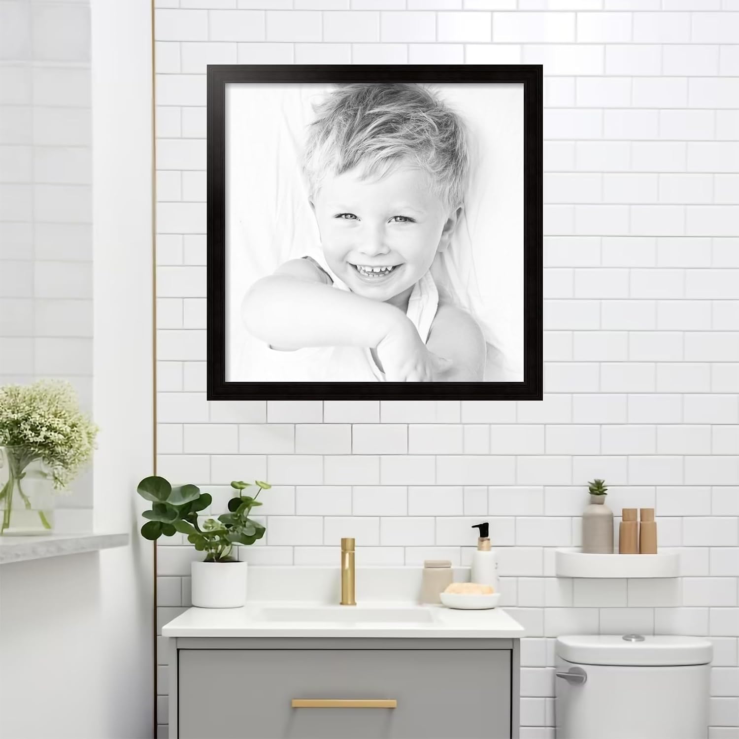 ArtToFrames 24x24 Inch Black Picture Frame, This 1.50 Inch Custom Poster Frame is Colonial Onyx - Comes with Economy Acrylic and Corrugated Backing (WOM0066-78238-YBLK-24x24)