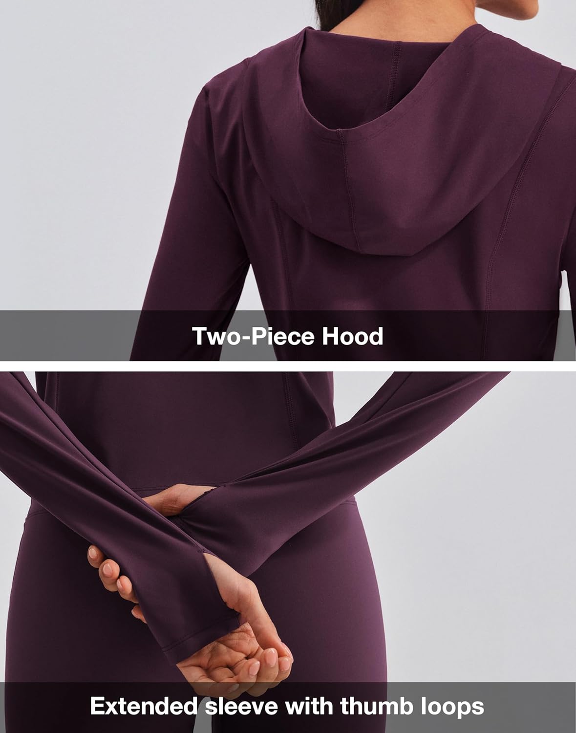 K-SWISS Women's Cropped Workout Jacket - Zip Up Slim Fit Lightweight Tops - Athletic Jackets with hood & Thumb holes - Image 5