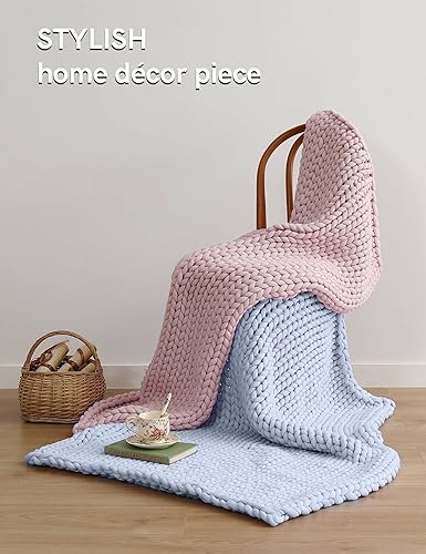 Miniatura 2 de YnM Manta gruesa, de peso medio, tejida a mano, agradable al tacto, ventilada y transpirable, lavable a máquina, pieza de decoración del hogar para