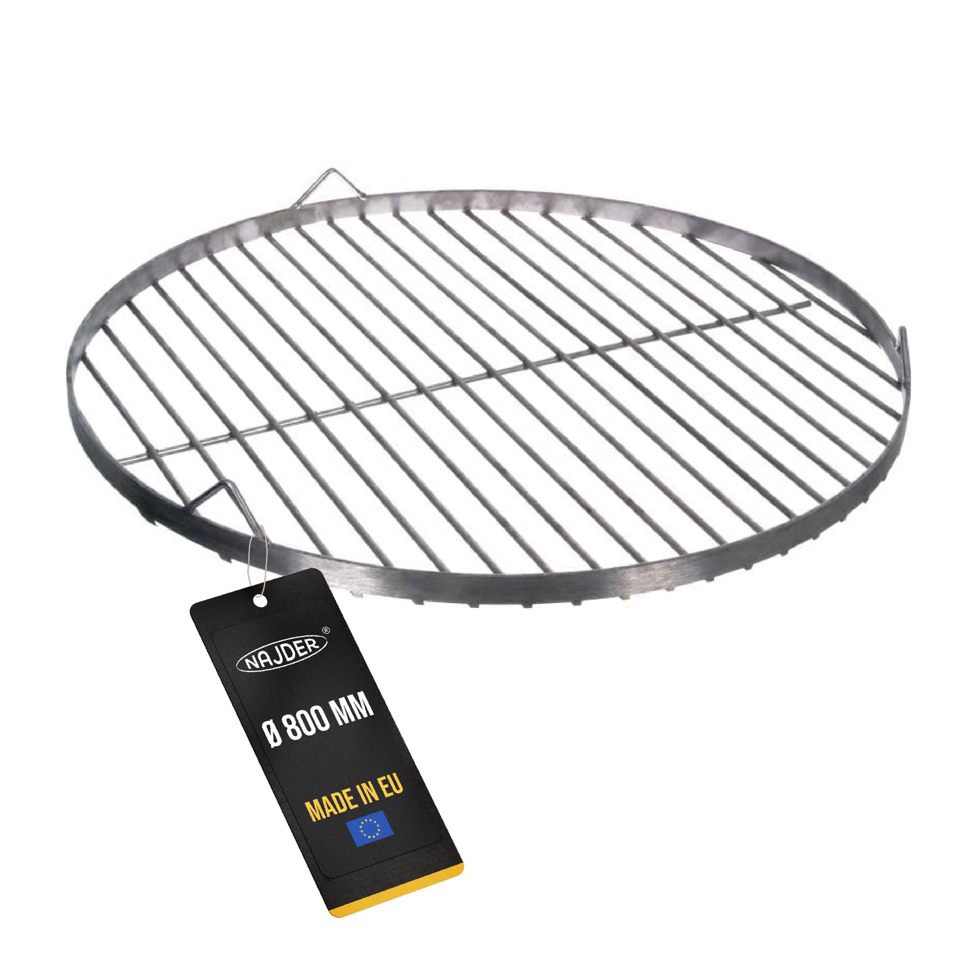 NAJDER Grille de Cuisson en Acier Inoxydable Ronde Ø800 mm pour Barbecue Pivotant avec Suspension par Câble, Grille de Cuisson Ronde avec 3 Trous de Suspension, BBQ Grillade - Solo