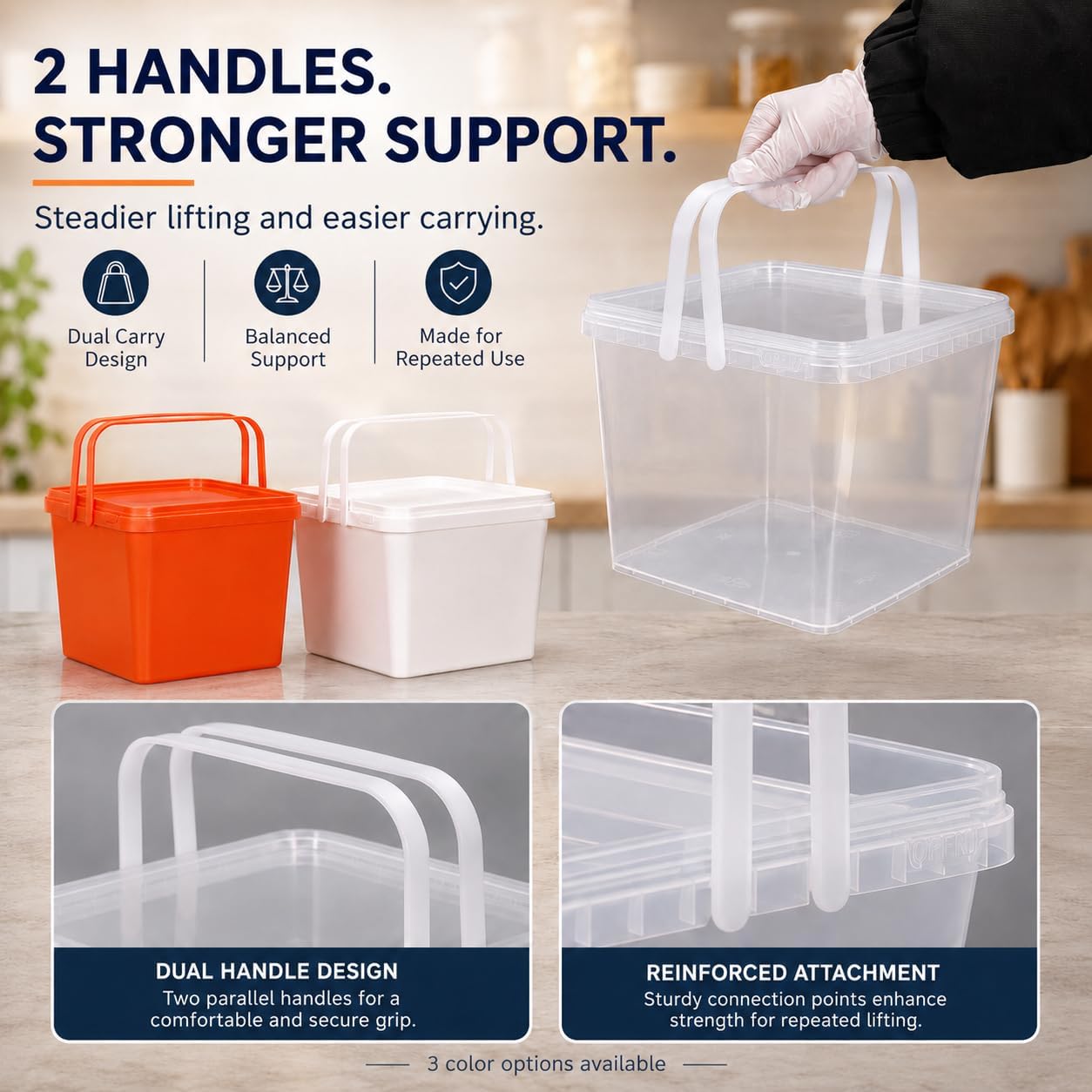 4 Pack 1.32 Gallon Food Grade Plastic Buckets with Lids and Handles, Orange image 5