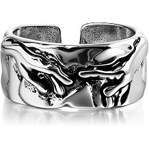 Silver Ring - Vintage Art Adjustable Open Ring, Unisex Finger Jewelry for Men & Women