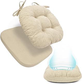 BUYUE Double-Layer Thickened Chair Cushion for Dining Chair, Natural Lat...