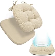 BUYUE Double-Layer Thickened Chair Cushion for Dining Chair, Natural Latex Foam Support, 2-Faced Reversible Kitchen Seat Cushion, Practical Non-Slip Chair Pad, 1 PC, Beige