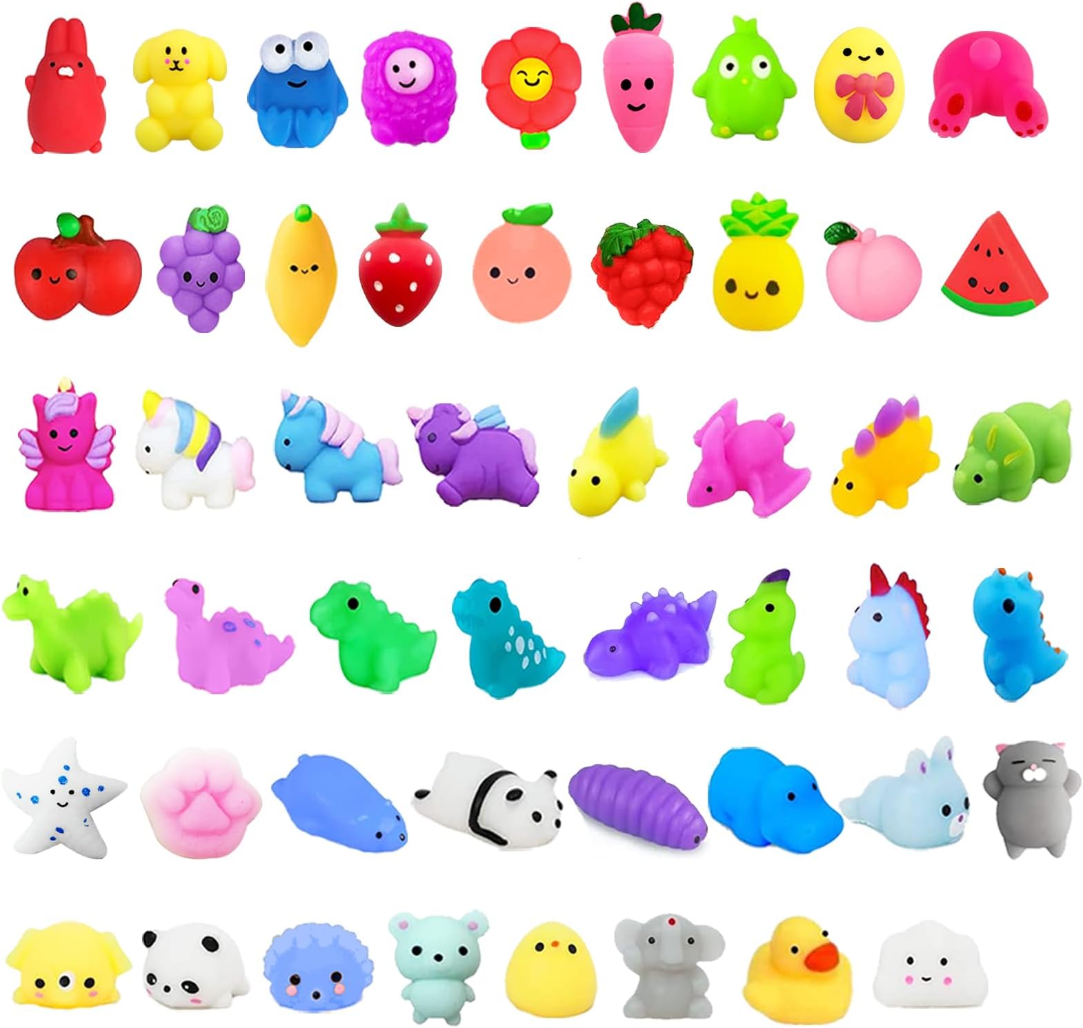 60Pcs Mochi Squishy Toys, Kawaii Squishies Toys, Fidget Stress Relief Toy for Kids Party Bag Fillers, Classroom Prizes, Goodie Bag Stuffers Birthday Gifts (Random)