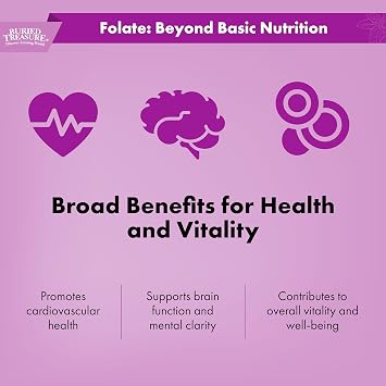 Buried Treasure Folate Drops - Methylated B-9 (Calcium L-5 Methyltetrahydrofolate), Supports Energy Production, Heart Health, and Pregnancy, 5-MTHF Supplement Vegan Safe, 120 Servings