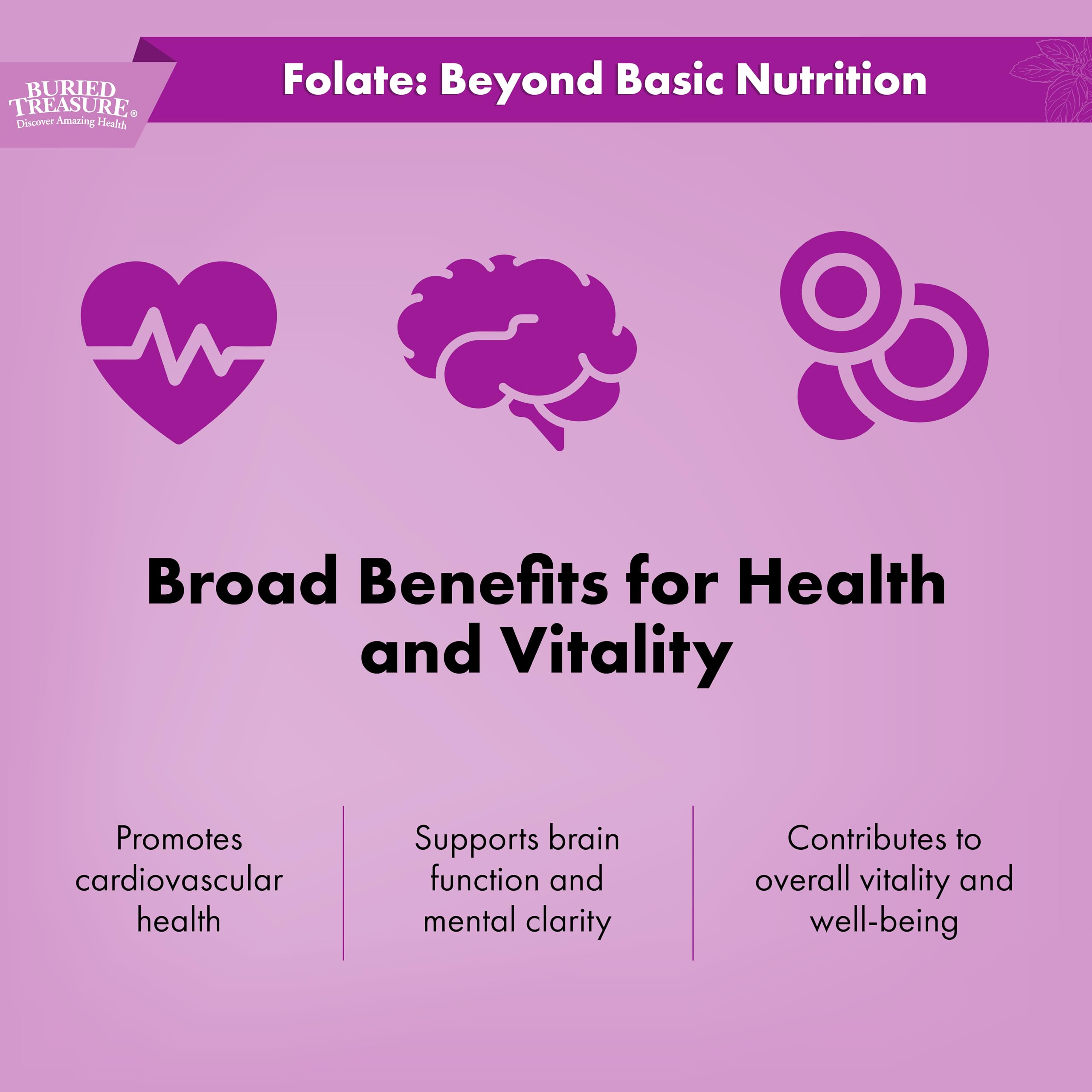 Buried Treasure Folate Drops - Methylated B-9 (Calcium L-5 Methyltetrahydrofolate), Supports Energy Production, Heart Health, and Pregnancy, 5-MTHF Supplement Vegan Safe, 120 Servings — Amazon image 5