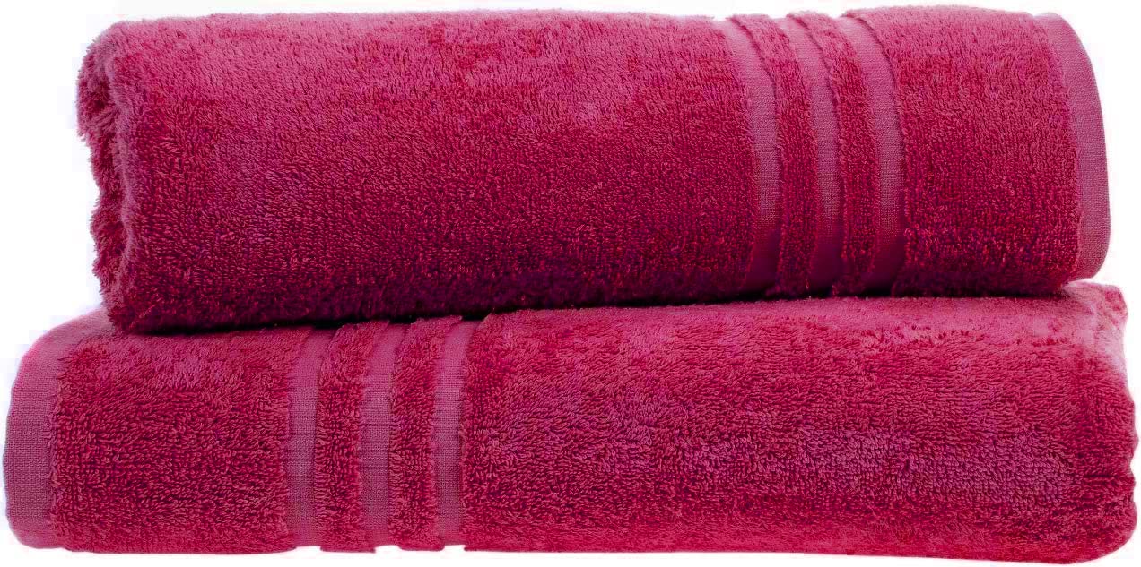 Textile Do Pack of 2 Large Jumbo Bath Sheets (75 x 150 cm-500 GSM) 100% Egyptian Cotton Super Soft Big Bath Sheet Towel Set Body Wrap (Pink, Cotton) - Image 4