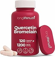 Vista 1 de LongLifeNutri Quercetina 500 mg con bromelina 100 mg 120 cápsulas vegetarianas Suplemento antioxidante natural Complejo de alivio Dihidrato